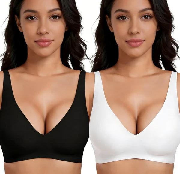 💗SALE 50% OFF💕Jelly Wireless Womens Comfortable Wireless Bras Push Up Bralettes Seamless Tshirts Bras Deep V Everyday Bras