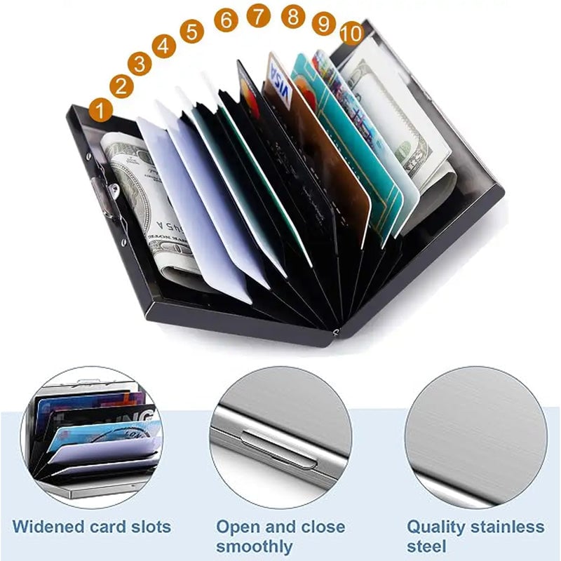 💸 Save More Today - ⚡📇RFID Blocking Card Holder – Slim Stainless Steel Wallet with 3 Capacity Options