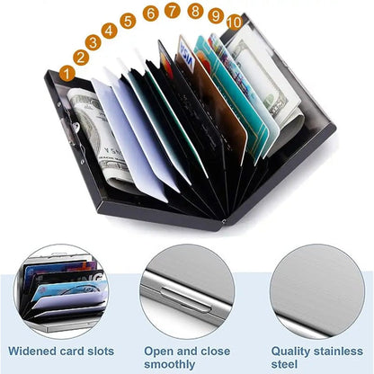 💸 Save More Today - ⚡📇RFID Blocking Card Holder – Slim Stainless Steel Wallet with 3 Capacity Options
