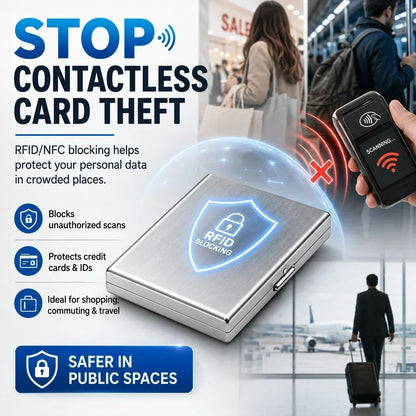 💸 Save More Today - ⚡📇RFID Blocking Card Holder – Slim Stainless Steel Wallet with 3 Capacity Options