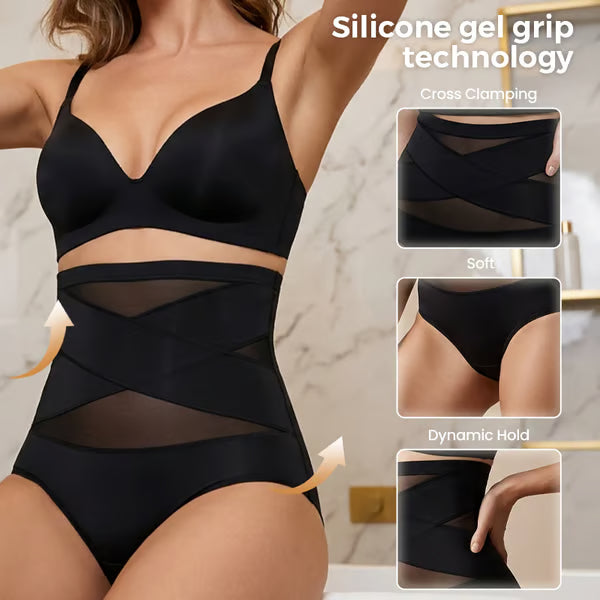 🌸  Special Price £16.99 ! 🔥Buy 1 Get 1 Free🎁Plus-Size High-Waist Cross Tummy Control Panties