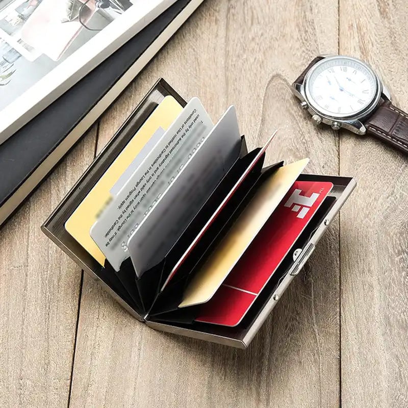 💸 Save More Today - ⚡📇RFID Blocking Card Holder – Slim Stainless Steel Wallet with 3 Capacity Options