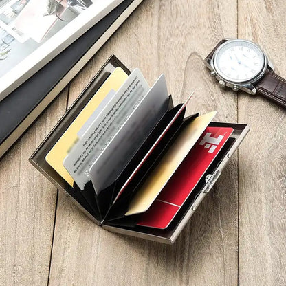 💸 Save More Today - ⚡📇RFID Blocking Card Holder – Slim Stainless Steel Wallet with 3 Capacity Options