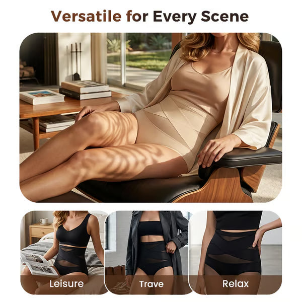 🌸  Special Price £16.99 ! 🔥Buy 1 Get 1 Free🎁Plus-Size High-Waist Cross Tummy Control Panties