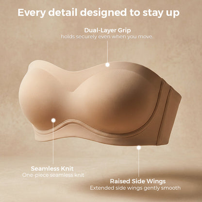 ⛱️!💞Womens Strapless Bras Push Up Bandeau Bra Non Slip Wireless Supportive Padded Bras Seamless Comfortable Tube Jelly Bra