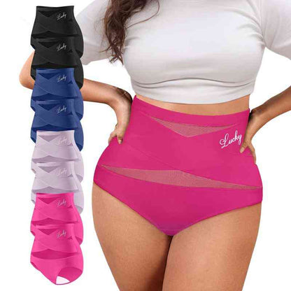 🌸  Special Price £16.99 ! 🔥Buy 1 Get 1 Free🎁Plus-Size High-Waist Cross Tummy Control Panties