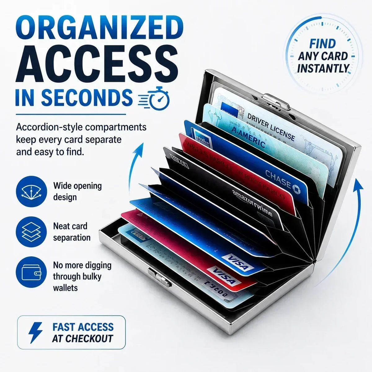 💸 Save More Today - ⚡📇RFID Blocking Card Holder – Slim Stainless Steel Wallet with 3 Capacity Options
