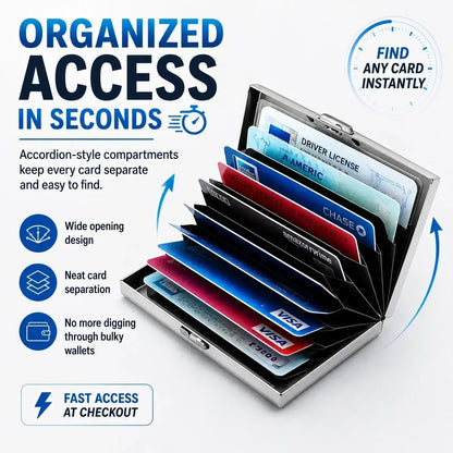 💸 Save More Today - ⚡📇RFID Blocking Card Holder – Slim Stainless Steel Wallet with 3 Capacity Options