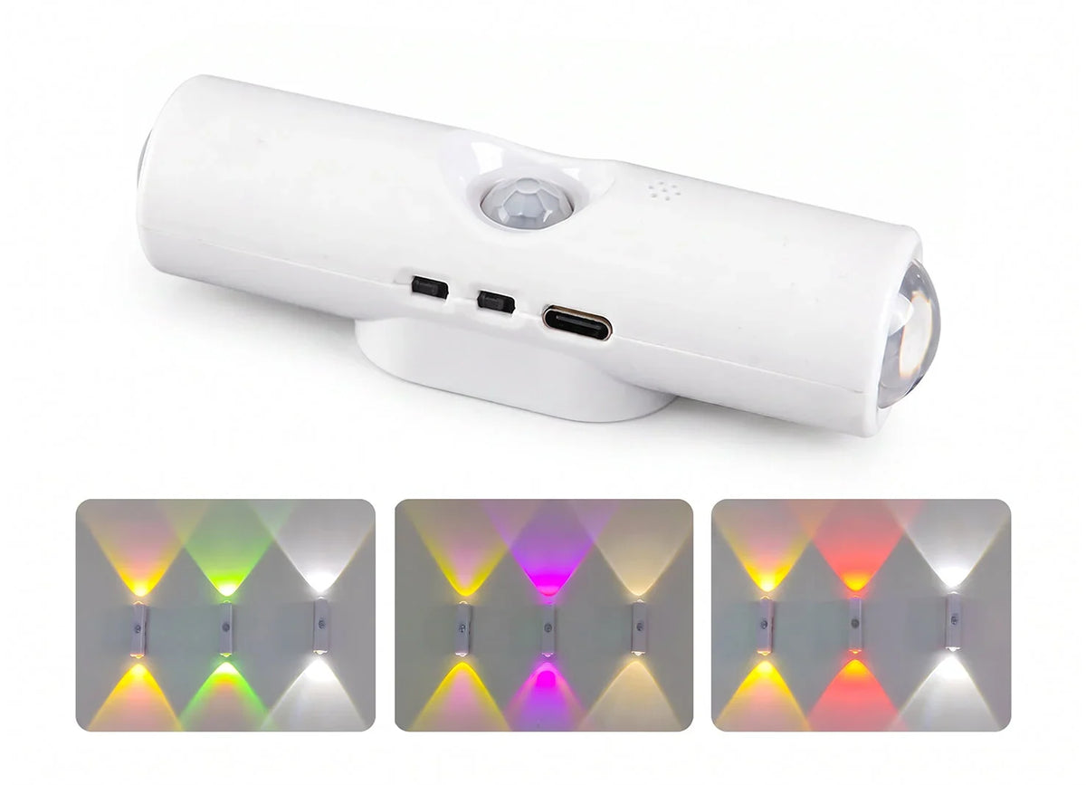 Smart LED Motion Sensor Night Light, Dimmable RGB Color Changing Wall Lamp, USB Rechargeable Gradient Magnetic Stick-on Ambient Light for Bedroom, Hallway, Entryway Home Lighting Decor Accessories
