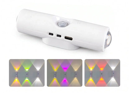 Smart LED Motion Sensor Night Light, Dimmable RGB Color Changing Wall Lamp, USB Rechargeable Gradient Magnetic Stick-on Ambient Light for Bedroom, Hallway, Entryway Home Lighting Decor Accessories