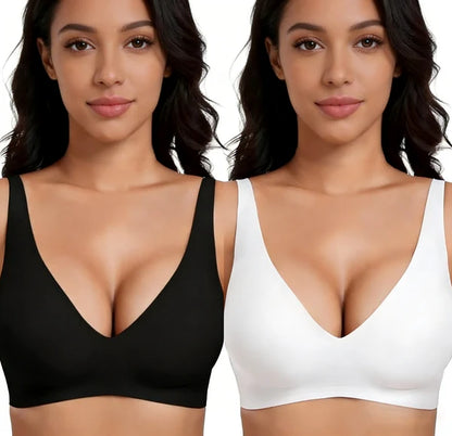 💗SALE 50% OFF💕Jelly Wireless Womens Comfortable Wireless Bras Push Up Bralettes Seamless Tshirts Bras Deep V Everyday Bras