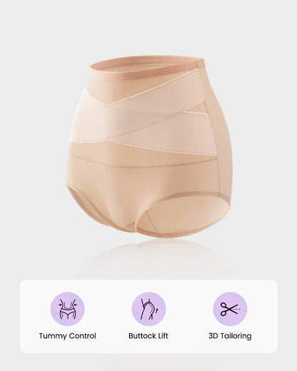 🌸  Special Price 2 for £16.99  ! 🔥Buy 1 Get 1 Free🎁Plus-Size High-Waist Cross Tummy Control Panties