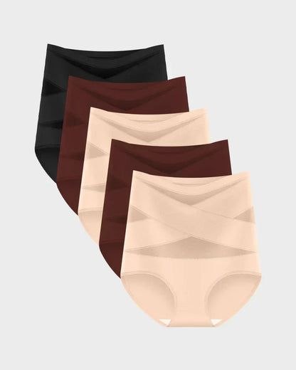 🌸  Special Price £16.99 ! 🔥Buy 1 Get 1 Free🎁Plus-Size High-Waist Cross Tummy Control Panties