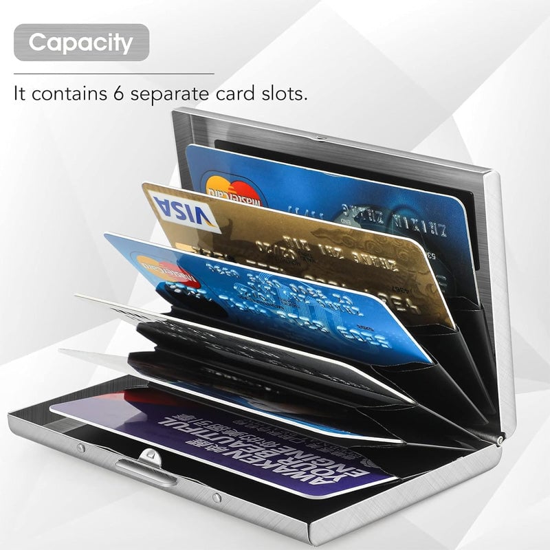 💸 Save More Today - ⚡📇RFID Blocking Card Holder – Slim Stainless Steel Wallet with 3 Capacity Options