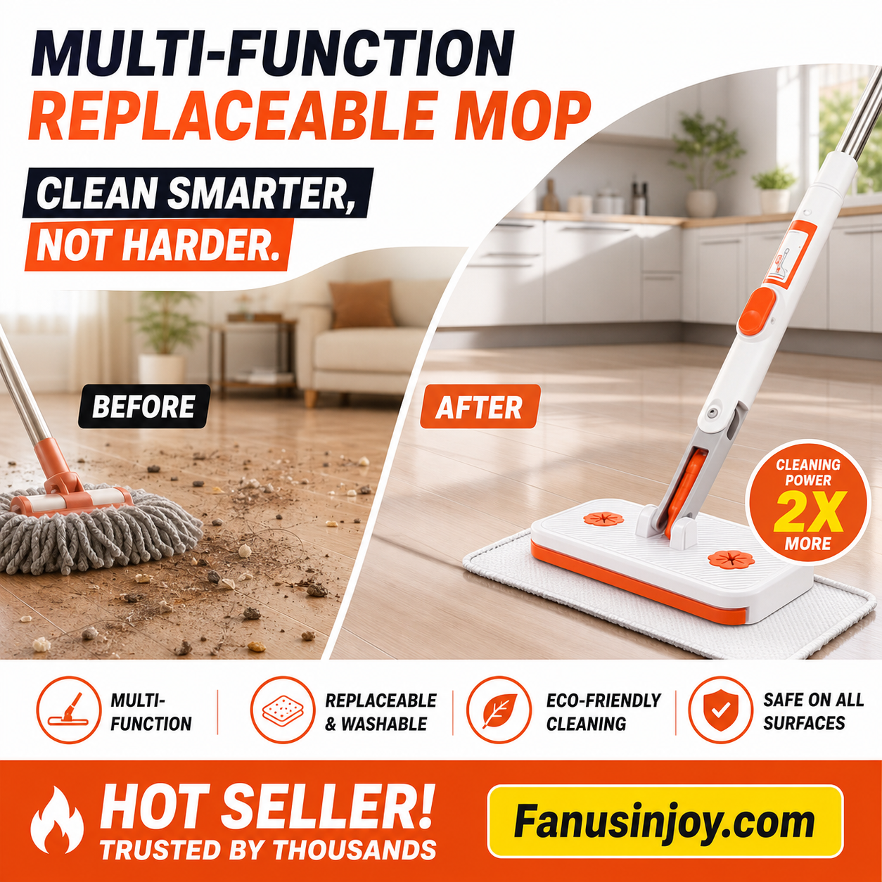🔥Limited Time 50% OFF！✨️Maximal Cleaning Power！Multi-Functional Hands-Free Clip Flat Mop