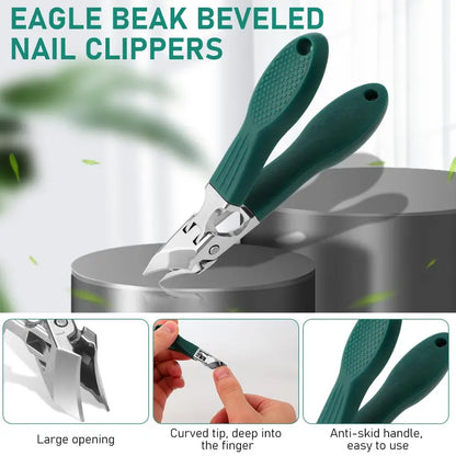 💅 BUY 1 GET 1 FREE! ✨ Eagle Beak Beveled Nail Clippers – Wide Jaws, Ergonomic, Built-In Catcher 🦅
