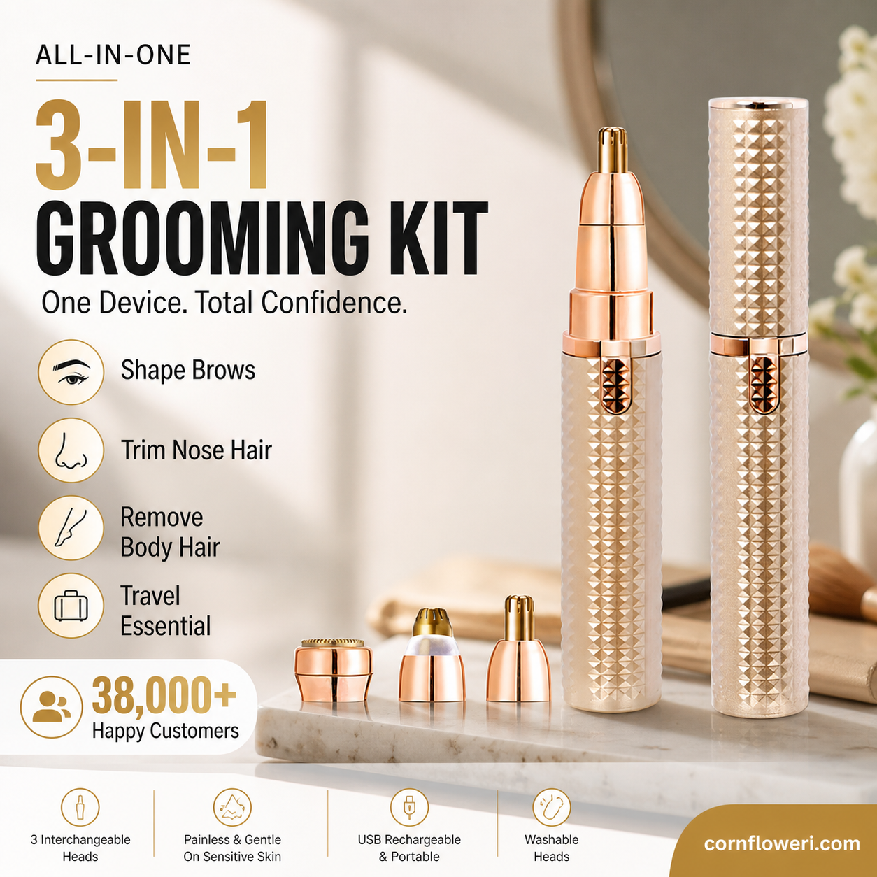 ✂️ 2026 Sale — Over 38,000 Sold!🔥 Portable Electric Eyebrow Trimmer – Interchangeable Heads 🪒