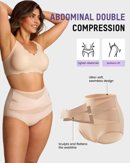 🌸  Special Price £16.99 ! 🔥Buy 1 Get 1 Free🎁Plus-Size High-Waist Cross Tummy Control Panties