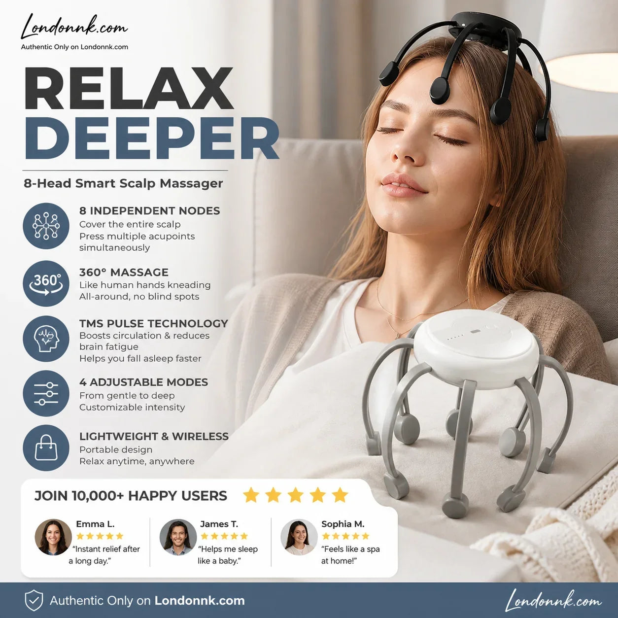 🐙 50% OFF NOW ! 💆‍♂️ Intelligent Octopus Head Massager – Relaxing Kneading, Multiple Modes & Portable Design 🔋