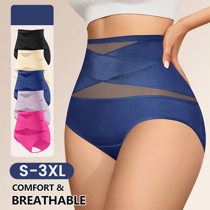 🌸  Special Price £16.99 ! 🔥Buy 1 Get 1 Free🎁Plus-Size High-Waist Cross Tummy Control Panties