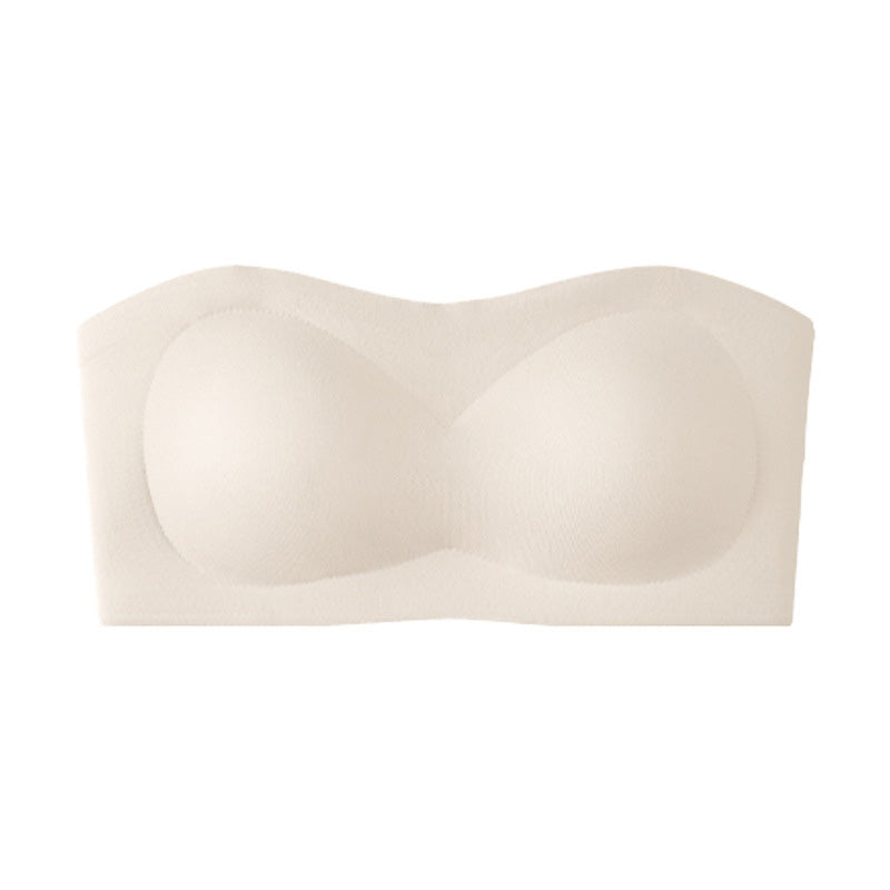 ⛱️!💞Womens Strapless Bras Push Up Bandeau Bra Non Slip Wireless Supportive Padded Bras Seamless Comfortable Tube Jelly Bra