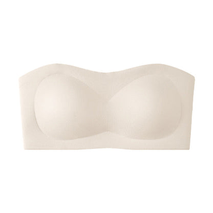 ⛱️!💞Womens Strapless Bras Push Up Bandeau Bra Non Slip Wireless Supportive Padded Bras Seamless Comfortable Tube Jelly Bra