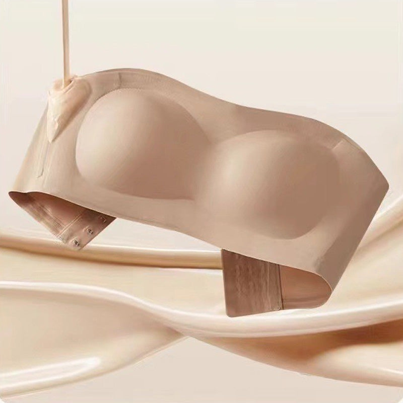 ⛱️!💞Womens Strapless Bras Push Up Bandeau Bra Non Slip Wireless Supportive Padded Bras Seamless Comfortable Tube Jelly Bra
