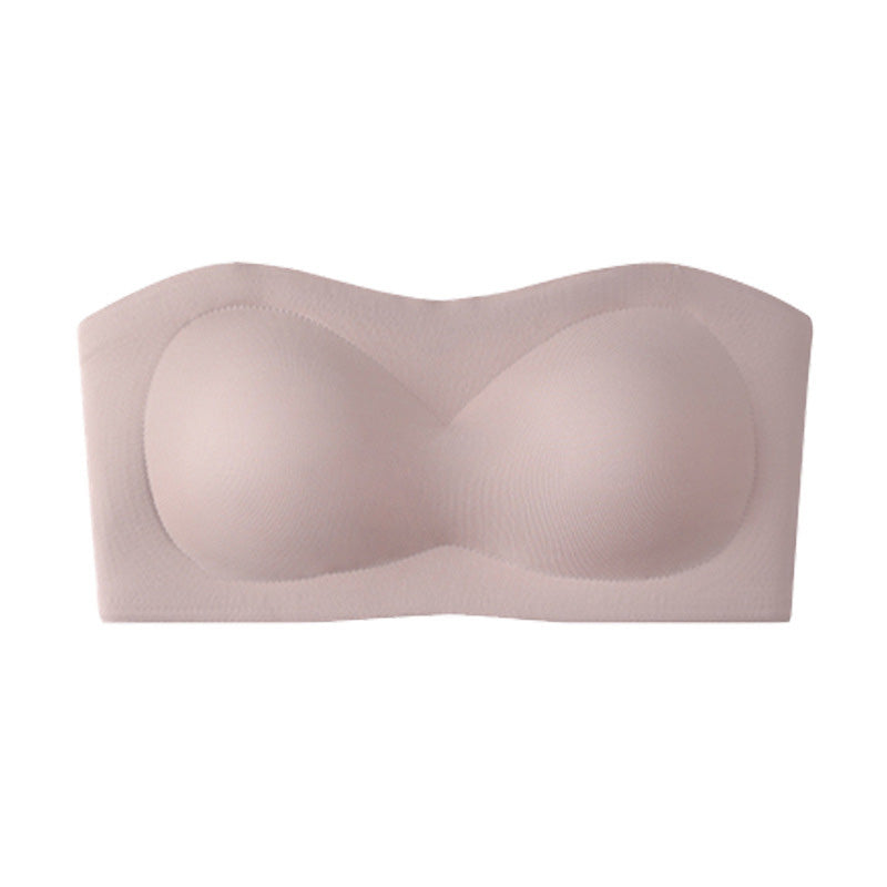 ⛱️!💞Womens Strapless Bras Push Up Bandeau Bra Non Slip Wireless Supportive Padded Bras Seamless Comfortable Tube Jelly Bra