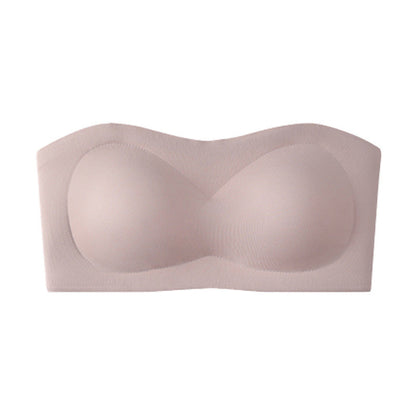 ⛱️!💞Womens Strapless Bras Push Up Bandeau Bra Non Slip Wireless Supportive Padded Bras Seamless Comfortable Tube Jelly Bra