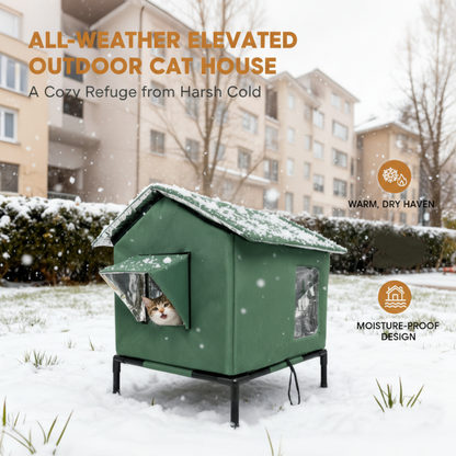 ⏰🔥LIMITED TIME 50% OFF! 🐈 All-Weather Elevated Outdoor Cat House – Waterproof, Insulated & Foldable for Cozy Comfort 🌧️✨~~~~~