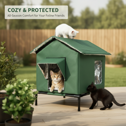 ⏰🔥LIMITED TIME 50% OFF! 🐈 All-Weather Elevated Outdoor Cat House – Waterproof, Insulated & Foldable for Cozy Comfort 🌧️✨~~~~~