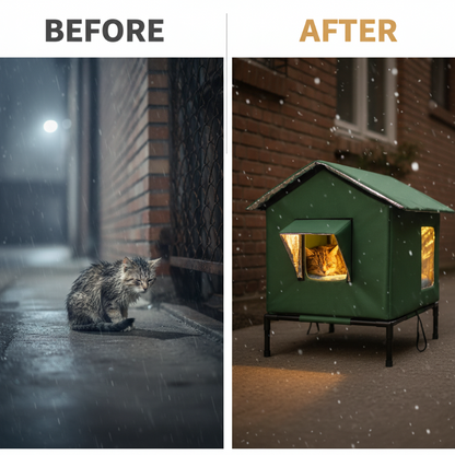 ⏰🔥LIMITED TIME 50% OFF! 🐈 All-Weather Elevated Outdoor Cat House – Waterproof, Insulated & Foldable for Cozy Comfort 🌧️✨~~~~~