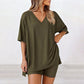 Women's Lounge V-Neck Top & Shorts Set
