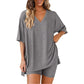 Women's Lounge V-Neck Top & Shorts Set