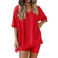 Women's Lounge V-Neck Top & Shorts Set