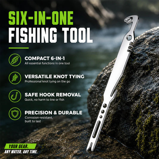 6-in-1 Stainless Steel Fishing Multi Tool Hook Remover and Knot Tyer