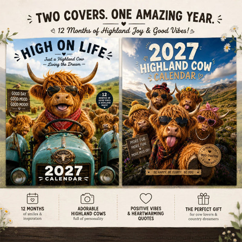2027 Highland Cow Wall Calendar