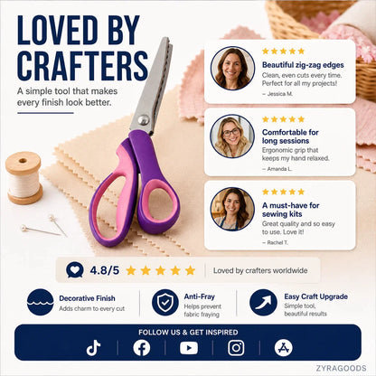 🧵 LIMITED TIME 50% OFF! Premium Stainless Steel Pinking Shears – Ergonomic Soft-Grip, Zigzag Cut ✂️