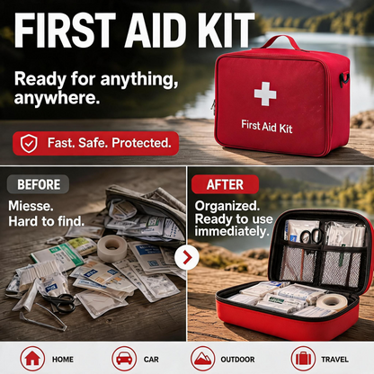 Portable Large Capacity First Aid Bag with Shoulder Strap
