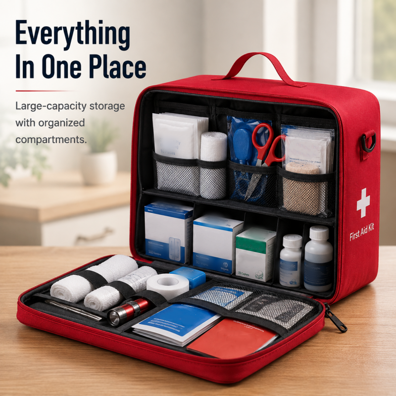 Portable Large Capacity First Aid Bag with Shoulder Strap