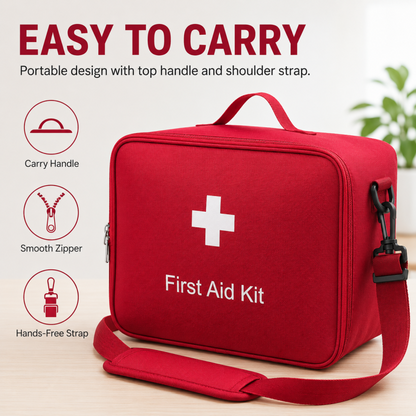 Portable Large Capacity First Aid Bag with Shoulder Strap
