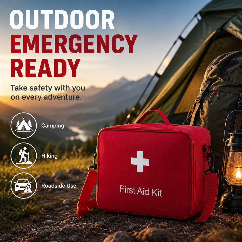 Portable Large Capacity First Aid Bag with Shoulder Strap