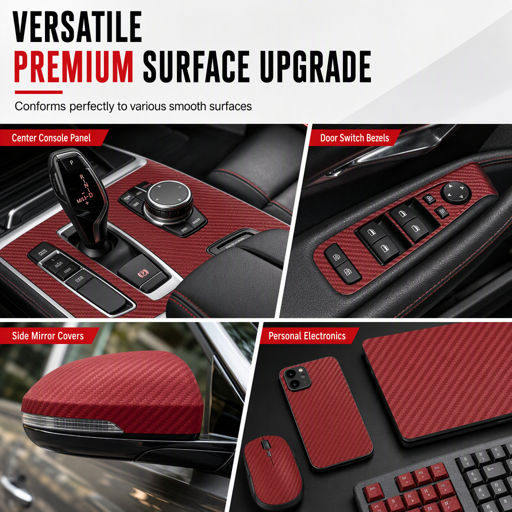 🚗 3D/6D Carbon Fiber Interior Trim Film – Self-Adhesive Car Wrap
