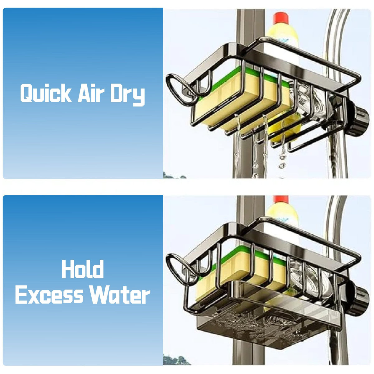 🥳2026 HOT SALE🥳💞50K+ SOLD! 🚿🧽 50% OFF! Faucet Sponge Holder Rack – space aluminum, rustproof, fast-drying, no tools. Organize sink & bathroom instantly! 🛡️✅