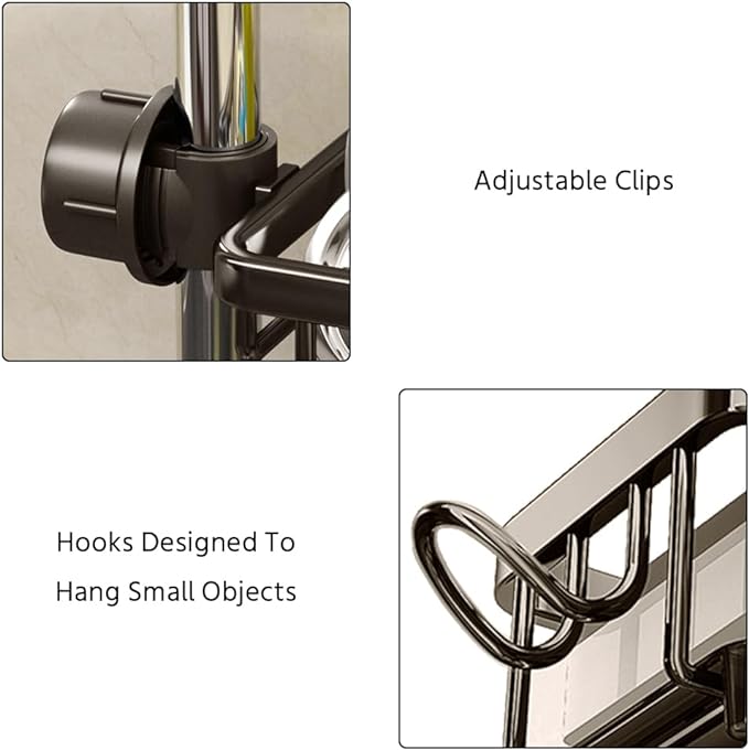🥳2026 HOT SALE🥳💞50K+ SOLD! 🚿🧽 50% OFF! Faucet Sponge Holder Rack – space aluminum, rustproof, fast-drying, no tools. Organize sink & bathroom instantly! 🛡️✅
