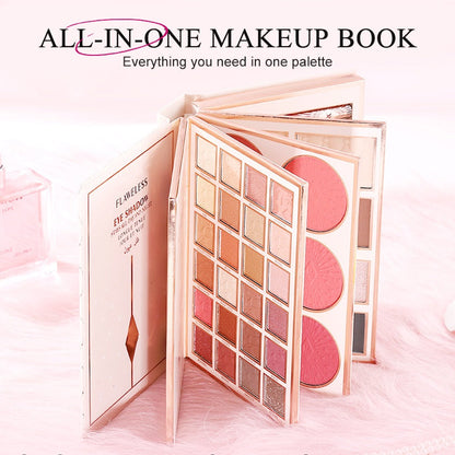 ⏳LAST DAY SALE 50% OFF!!🎁✨ Magic Makeup Book – All-in-One Cosmetic Palette with Eyeshadows, Blush, Highlighter & Lip Gloss | Perfect Christmas Gift for Her 🎄