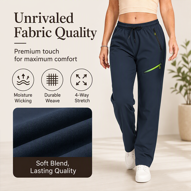 Women's Straight-Leg Sports Pants with Zipper Pockets