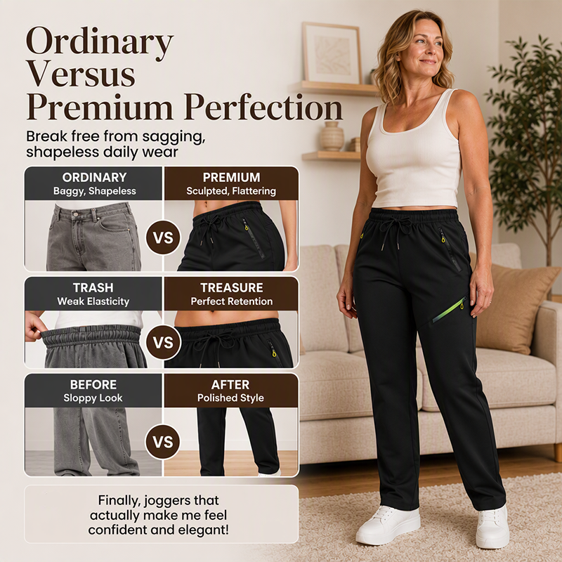 Women's Straight-Leg Sports Pants with Zipper Pockets