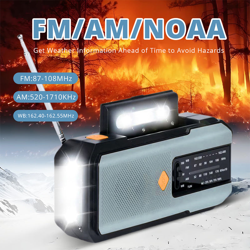 🔥Prepare for a power cut！！Solar Hand-Crank Emergency Weather Radio