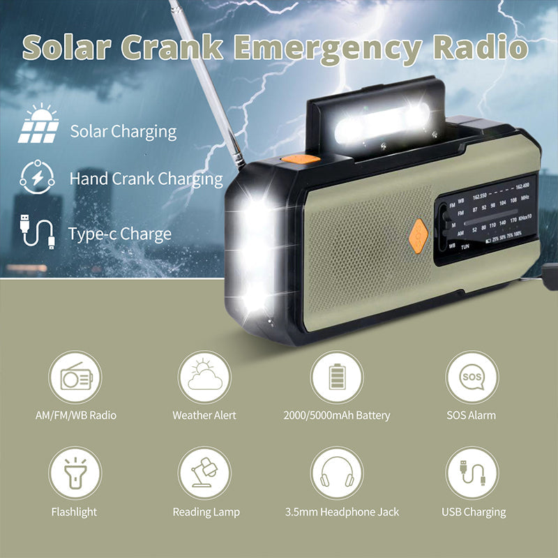 🔥Prepare for a power cut！！Solar Hand-Crank Emergency Weather Radio